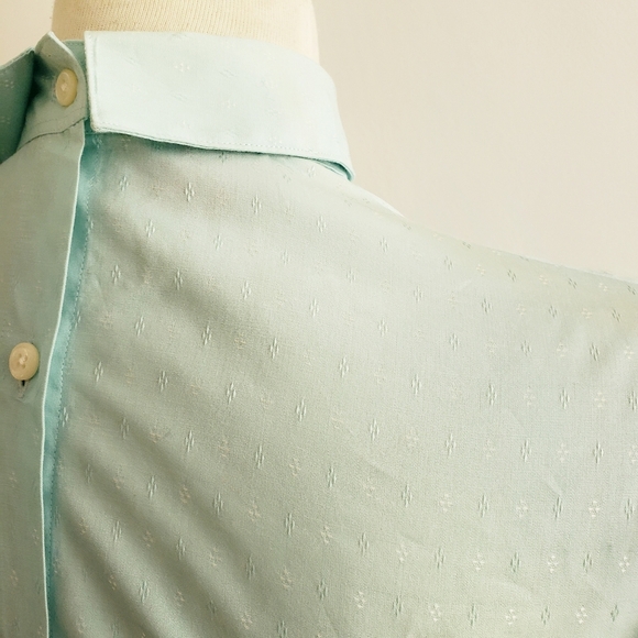 Spring Vintage Allen Solly Dress Shirt Pastel Blue Button Down Back / Size 4 - Picture 3 of 5